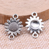 20Pcs/Lot Charms Sunflower Flower 22*15mm Tibetan Silver Color Pendants Antique Jewelry Making DIY Handmade Craft