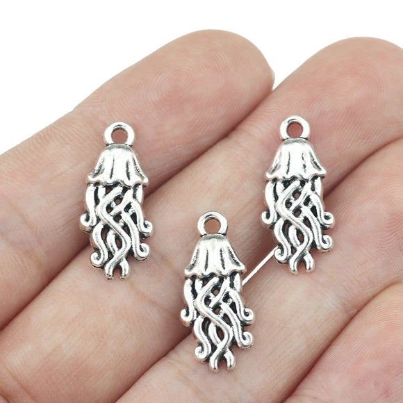 20Pieces 10*22mm Animal Charm Antique Silver Color Jellyfish Charms For Jewelry Making DIY Handmade Craft EF4693