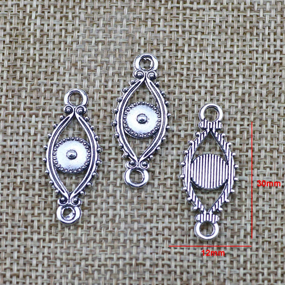 20Pieces 12*30mm Mixed Alloy Antique Silver Color Pretty Eyes Charms Connector Pendant Accessory For DIY Jewelry Making
