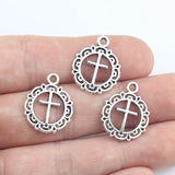 20Pieces 16*20mm Zinc Alloy Fashion Cross Wicca Charms Hollow Necklace Earrings Pendant Accessory Charms For DIY Jewelry Making