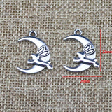 20Pieces 20*22mm Antique Silver Color Moon Cute Rabbit Charms Pendant  For DIY Jewelry Making Wholesale