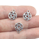 20Pieces/Lot 12*15mm  Hollow Round Star Of  David  Charms Pendat  DIY Ｈandmade Jewelry Finding Antique Silver  Color