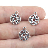 20Pieces/Lot 12*15mm  Hollow Round Star Of  David  Charms Pendat  DIY Ｈandmade Jewelry Finding Antique Silver  Color