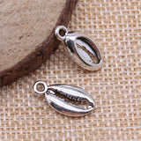 20pcs Charms Bohemian Cowrie Conch Shell 17x8mm Antique Silver Color Plated Pendant Making DIY Handmade Tibetan Finding Jewelry