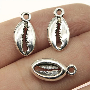 20pcs Charms Bohemian Cowrie Conch Shell 17x8mm Antique Silver Color Plated Pendant Making DIY Handmade Tibetan Finding Jewelry