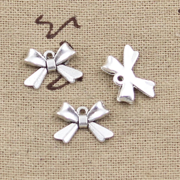 20pcs Charms Bowknot Bow 10x14mm Antique Making Pendant fit,Vintage Tibetan Silver color,DIY Findings Handmade Jewelry