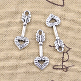 20pcs Charms Cupid's Love Arrow Heart Angel Wing 25x9mm Antique Silver Color Pendant Making DIY Handmade Tibetan Finding Jewelry