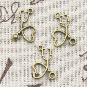 20pcs Charms Doctor Stethoscope 22x14mm Antique Bronze Silver Color Plated Pendants Making DIY Handmade Tibetan Finding Jewelry