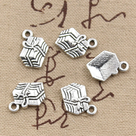 20pcs Charms Gift Box Present 15x12mm Antique Silver Color Pendants Making DIY Handmade Tibetan Finding Jewelry