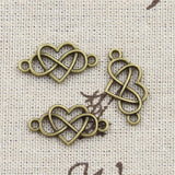 20pcs Charms Heart Infinity Link 13x24mm Antique Bronze Silver Color Pendants Making DIY Handmade Tibetan Finding Jewelry