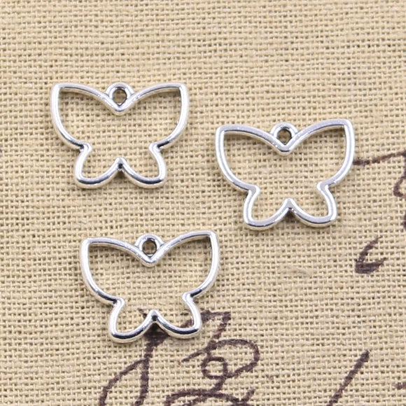 20pcs Charms Hollow Butterfly 14x18mm Antique Silver Color Pendants Making DIY Handmade Tibetan Finding Jewelry
