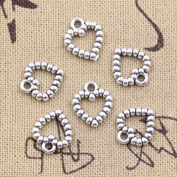 20pcs Charms Hollow Heart 14x12mm Antique Silver Color Pendants Making DIY Handmade Tibetan Finding Jewelry EF4287