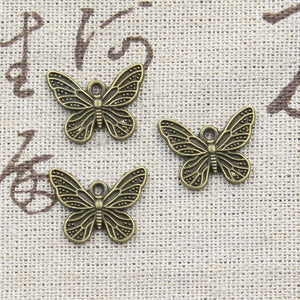 20pcs Charms Lovely Butterfly 14x18mm Antique Bronze Silver Color Pendants Making DIY Handmade Tibetan Finding Jewelry