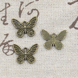 20pcs Charms Lovely Butterfly 14x18mm Antique Bronze Silver Color Pendants Making DIY Handmade Tibetan Finding Jewelry