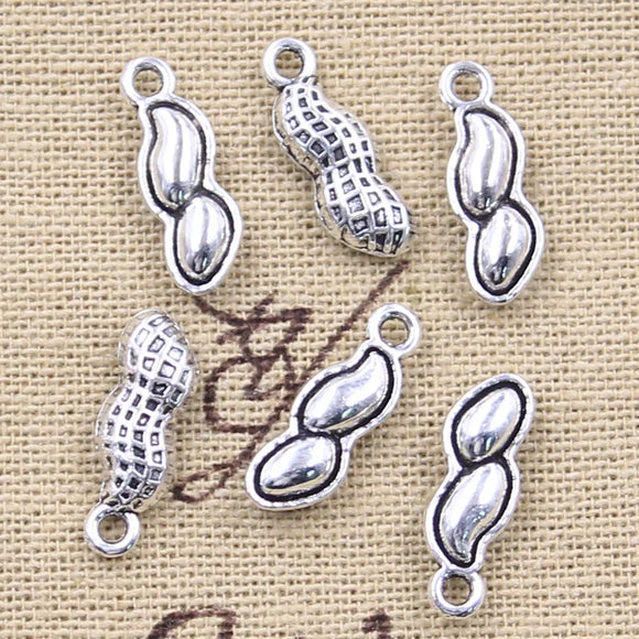 20pcs Charms Nut Peanut 18x6mm Antique Bronze Silver Color Pendants Making DIY Handmade Tibetan Finding Jewelry EF4652
