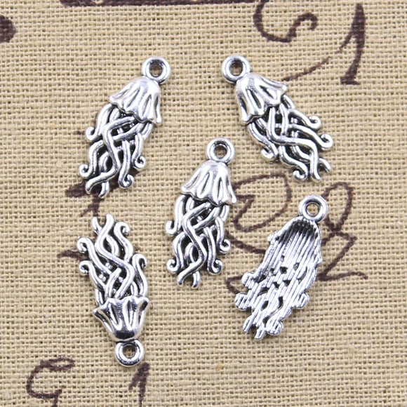 20pcs Charms Octopus Squid 22x10mm Antique Silver Color Pendants Making DIY Handmade Tibetan Finding Jewelry