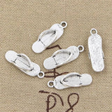 20pcs Charms Slipper Flip Flops 21x7mm Antique Making Pendant fit,Vintage Tibetan Bronze Silver color,DIY Handmade Jewelry