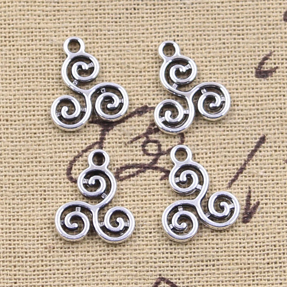 20pcs Charms Spiral Screw Helix Spire Volution 16x13mm Antique Silver Color Pendants Making DIY Handmade Tibetan Finding Jewelry