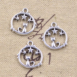 20pcs Charms Star Cat 18x16mm Antique Silver Color Pendants DIY Crafts Making Findings Handmade Tibetan Jewelry