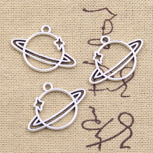 20pcs Charms Star Galaxy Saturn Planet 19x27mm Antique Silver Color Pendants Making DIY Handmade Tibetan Finding Jewelry