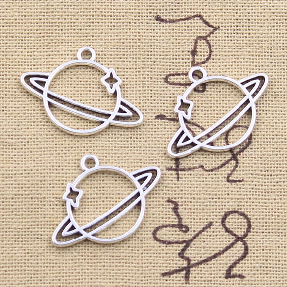 20pcs Charms Star Galaxy Saturn Planet 19x27mm Antique Silver Color Pendants Making DIY Handmade Tibetan Finding Jewelry