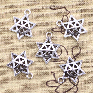 20pcs Charms Star Of David Shield 20x15mm Antique Silver Color Pendants Making DIY Handmade Tibetan Finding Jewelry