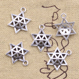 20pcs Charms Star Of David Shield 20x15mm Antique Silver Color Pendants Making DIY Handmade Tibetan Finding Jewelry