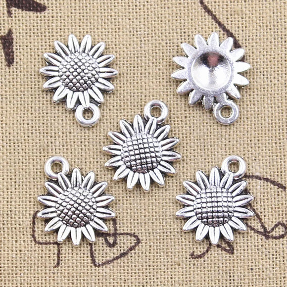 20pcs Charms Sunflower Flower 18x15mm Antique Silver Color Pendants Making DIY Handmade Tibetan Finding Jewelry