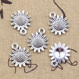 20pcs Charms Sunflower Flower 18x15mm Antique Silver Color Pendants Making DIY Handmade Tibetan Finding Jewelry