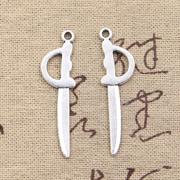 20pcs Charms Sword Fencing 39x10mm Antique Silver Color Pendants Making DIY Handmade Tibetan Finding Jewelry