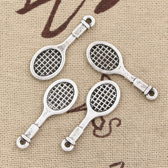 20pcs Charms Tennis Racket Badminton Racket 29x10mm Antique Silver Color Pendants Making DIY Handmade Tibetan Finding Jewelry