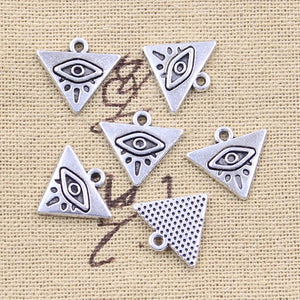 20pcs Charms Triangle Eye Of Horus 14x16mm Antique Silver Color Pendants Making DIY Handmade Tibetan Finding Jewelry EF3967
