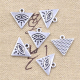 20pcs Charms Triangle Eye Of Horus 14x16mm Antique Silver Color Pendants Making DIY Handmade Tibetan Finding Jewelry EF3967