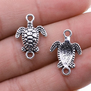 20pcs Charms Turtle Tortoise Sea Connector21*14mm Antique Bronze Silver Color Pendants DIY Craft Making Findings Tibetan Jewelry