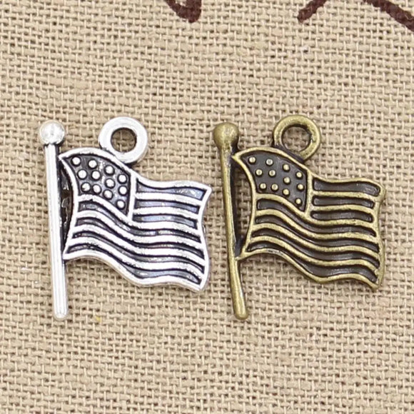 20pcs Charms USA Flag 18x15mm Hollow Antique charms,pendant fit,Vintage Tibetan Bronze,DIY Findings Handmade Jewelry