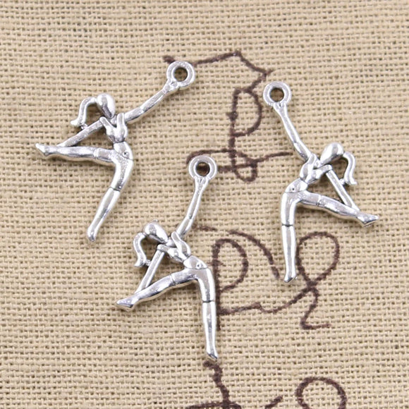 20pcs Charms gymnastics gymnast sporter 26x13mm Antique Silver Color Pendants Making DIY Handmade Tibetan Finding Jewelry