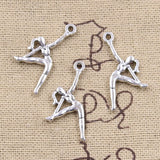 20pcs Charms gymnastics gymnast sporter 26x13mm Antique Silver Color Pendants Making DIY Handmade Tibetan Finding Jewelry
