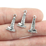 Lote de 20 colgantes de faro de plata antigua de 11x20 mm para joyería, accesorios de bricolaje.