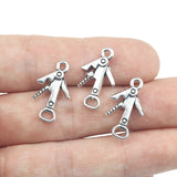 Lote de 20 abridores de botellas de aleación pequeños de 12x21 mm, color plata antigua, para hacer collares y pulseras, accesorios de joyería.