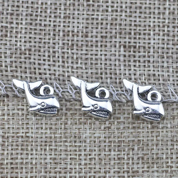 20pcs/lot 15*9mm Antique Silver Color  Animal  Small Cute Shark Charms For DIY Jewelry Making Accessories Handcraft