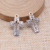 20pcs/lot  Charms Hollow Cross 23*14mm Antique Silver Color Pendants Making DIY Handmade Tibetan Finding Jewelry