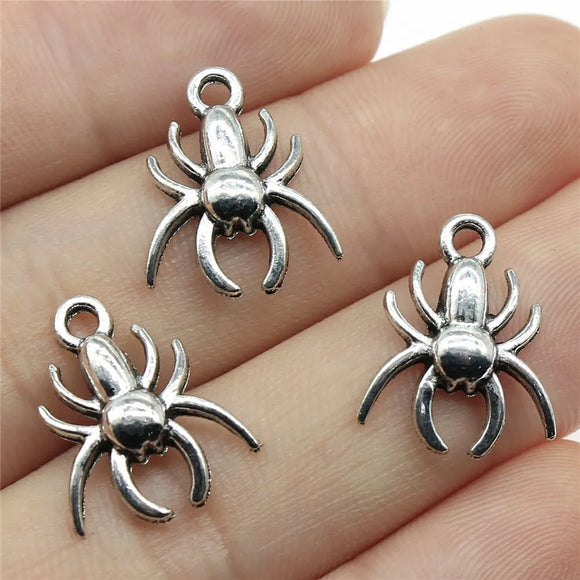 20pcs/lot Charms Spider Halloween 17x14mm Tibetan Antique Silver Color Pendants Antique Jewelry Making DIY Handmade Craft