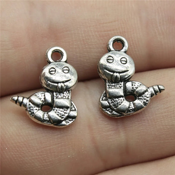 20pcs/lot  Jewelry Charms zodiac snake 16x12mm Antique Silver Plated Pendants Making DIY Handmade Tibetan Silver Jewelry