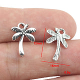 20piece/lot 12*16mm Antique Silver Plated Coconut Tree Pendant Charm Plant Palm Tree Charms For Jewelry Making