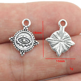 20piece/lot 13*16mm Evil Eye Coin Charms Pendant  For DIY Jewelry Making Antique Silver Color Zinc Alloy Charms