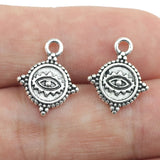 20piece/lot 13*16mm Evil Eye Coin Charms Pendant  For DIY Jewelry Making Antique Silver Color Zinc Alloy Charms