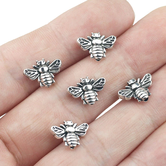 20piece/lot  Antique Silver Color Bumble Bee Honeybee Insects Charms Pendants Beads For DIY Jewelry Making ef4358