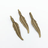 20pcs 32*7*4MM Alloy Charm Feather leaf Pendant For DIY Jewelry EF3857