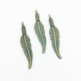 20pcs 32*7*4MM Alloy Charm Feather leaf Pendant For DIY Jewelry EF3857