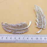 2Pcs 30*74mm Tibetan Silver Color Alloy Feather Charms Hollow Necklace Earring Pendant Accessory Charms For DIY Jewelry Making